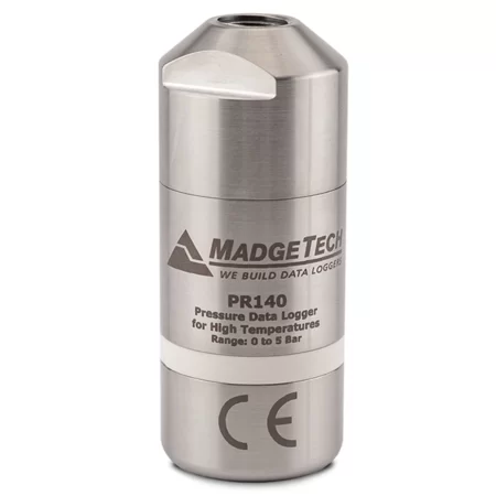The MadgeTech PR140 is a pressure logger designed for use in autoclave validation and mapping. This rugged data logger can withstand temperatures up to +140 °C (+284 °F) and is completely submersible (IP68).