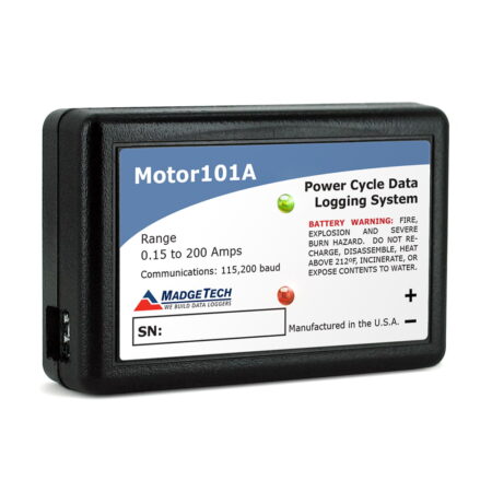 The MadgeTech Motor101A was designed to measure and record the on/off status changes for motors or other equipment drawing up to 200 Amps.