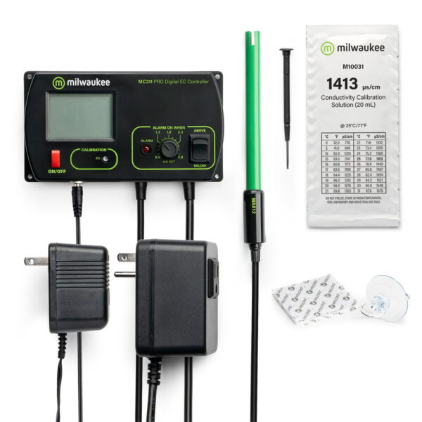 Milwaukee Instruments MC311 comes complete with probe, calibration sachet and power pack.