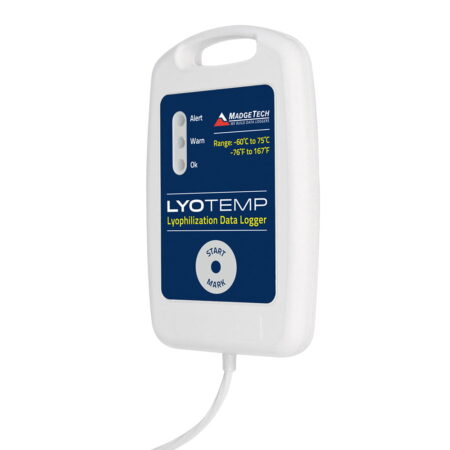 The LyoTemp Data Logger is designed for use in ultra-low operating temperatures for processes such as Lyophilization with an operating range of -60 °C to +75 °C.
