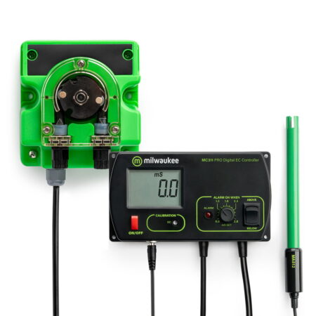 Milwaukee Instruments MC740 conductivity controller to automatically maintain EC levels in your Hydroponic system.