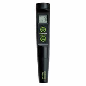 Milwaukee pH55 pH meter simultaneously monitors and displays pH and Temperature.