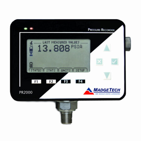 The PR2000 is a data logging pressure gauge with an LCD and wall mounted universal power adapter. Available in 10 ranges, the PR2000 can adapt to any application and features a ¼ in. NPT fitting for quick connection..
