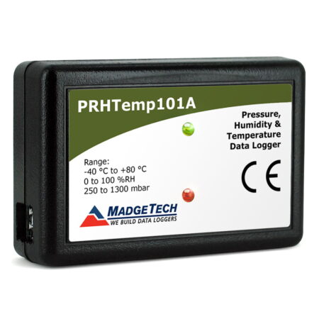 The MadgeTech PRHTemp101A temperature humidity and pressure data logger with 10 year battery life is ideal for long term studies.