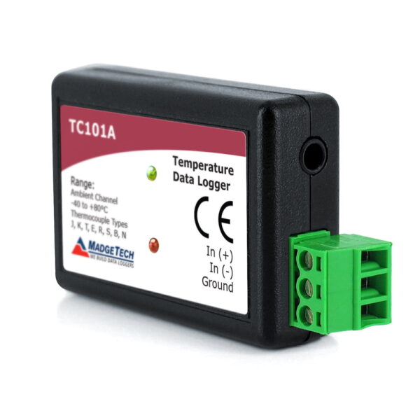 TC101A Temperature logger with terminal block to connect to bare wire thermocouples.