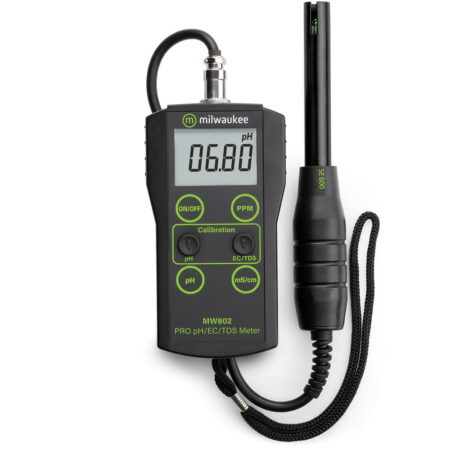 Milwaukee Instrument MW802 EC meter to measure pH, conductivity and TDS with just one instrument and one single probe.