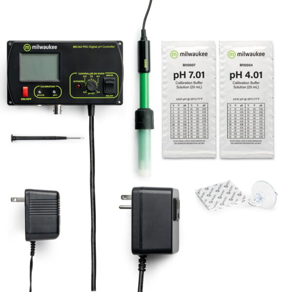 Milwaukee Instruments MC720 comes complete with probe, calibration sachets and power pack.
