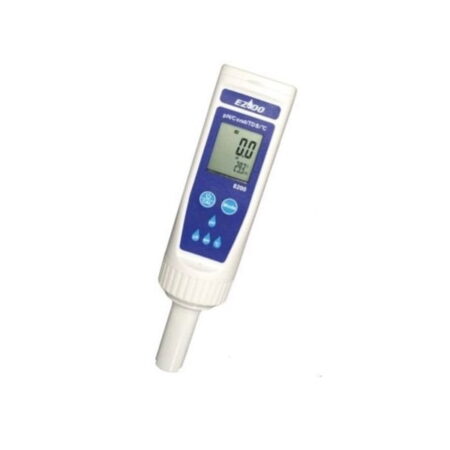 Portable salinity tester with large LCD display.