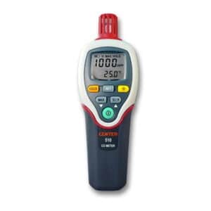 CENTER C510 Carbon Monoxide Meter displays CO level and Temperature.