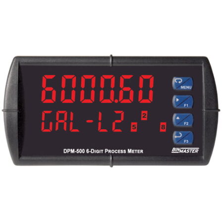 BinMaster DPM-500 Digital Panel Meter, dual-line display for 4-20 mA sensors.