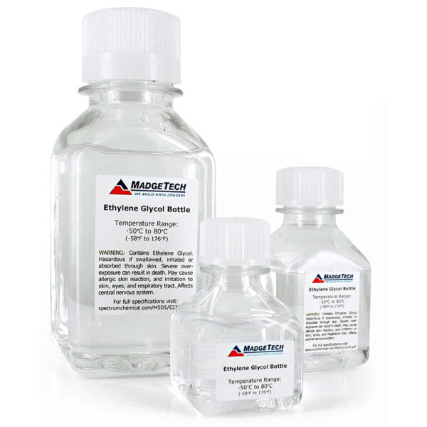 MadgeTech Glycol bottles are available in 3 sizes, 30ml, 60ml and 250ml.