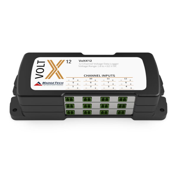 MadgeTech VoltX-12 is a 12 channel DC voltage data logger.