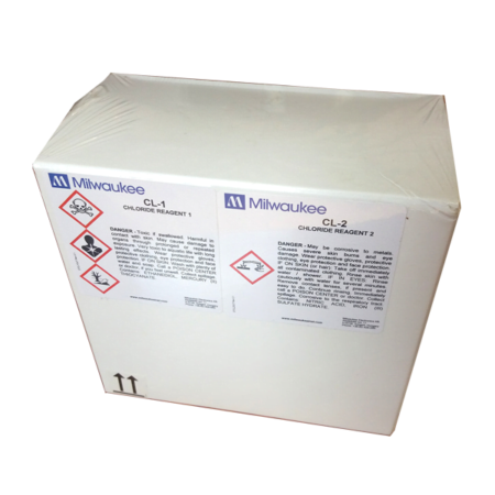 Milwaukee Mi514-100 Chloride reagent kit includes CL-1 and CL2 20ml bottles.