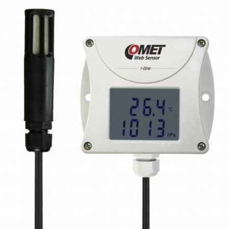 COMET T7511 Remote thermometer hygrometer barometer with Ethernet interface and cable probe.