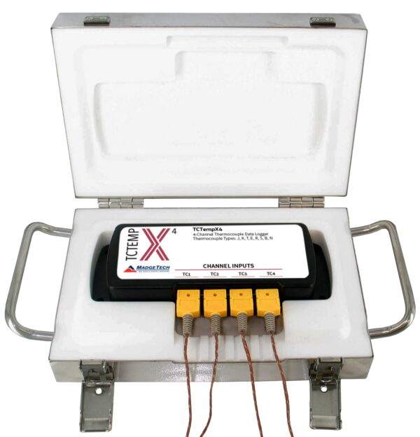 High temperature data logger system with 4 or 8 channels for oven temperature profiling.
