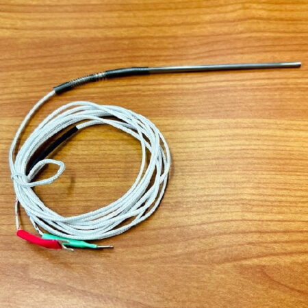 Type K thermocouple probe with spring strain relief and Temperature Rating of -270°C to 1370°C.