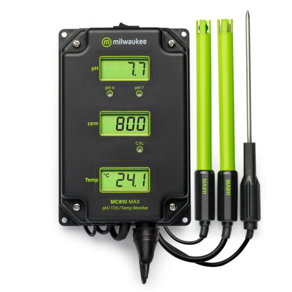 Milwaukee Instruments MC810 includes 3 probes to measure pH, TDS and Temperature.