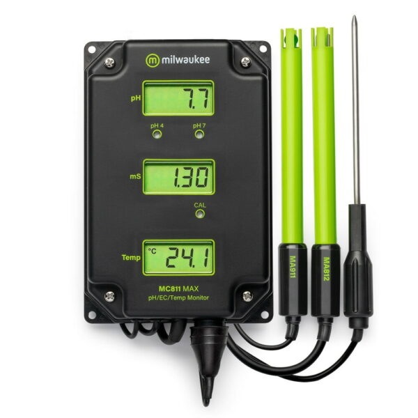 Milwaukee Instruments MC811 includes 3 probes to measure pH, Conductivity and Temperature.