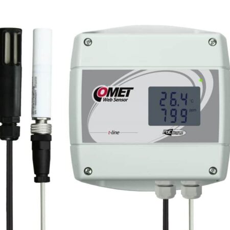COMET T6641 temperature, humidity and CO2 concentration WebSensor with Power over Ethernet.