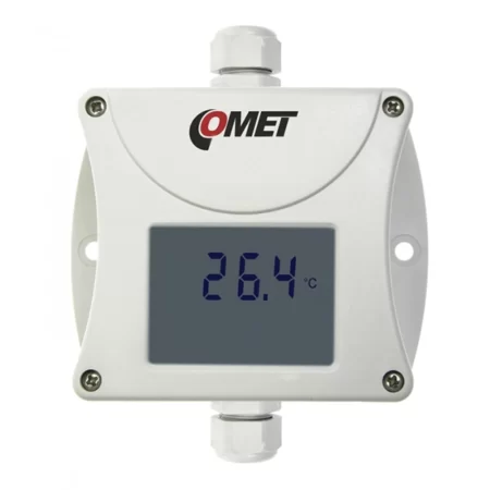 COMET T4111 temperature transmitter with 4-20mA output for external Pt1000 probe.