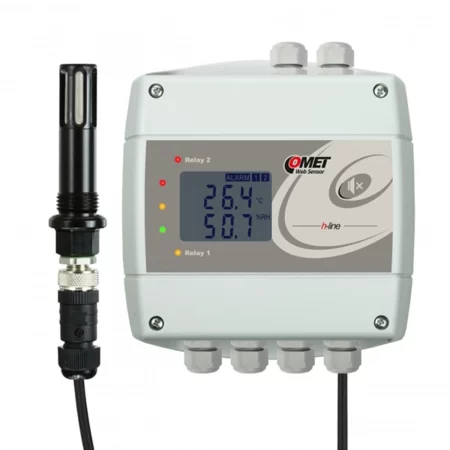 COMET H3531P compressed-air thermometer hygrometer with Ethernet interface and relays.